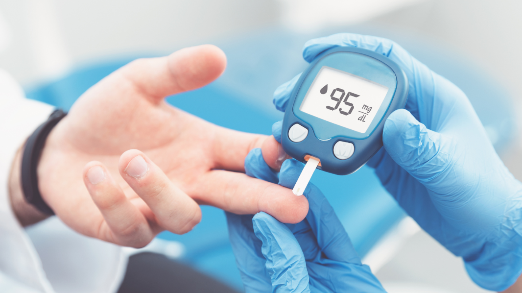 Person with diabetes checking blood sugar level